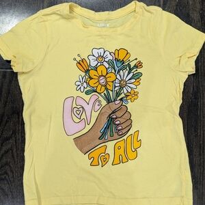 5/$35 Old Navy Yellow Floral Love to All T-Shirt LG (10-12)